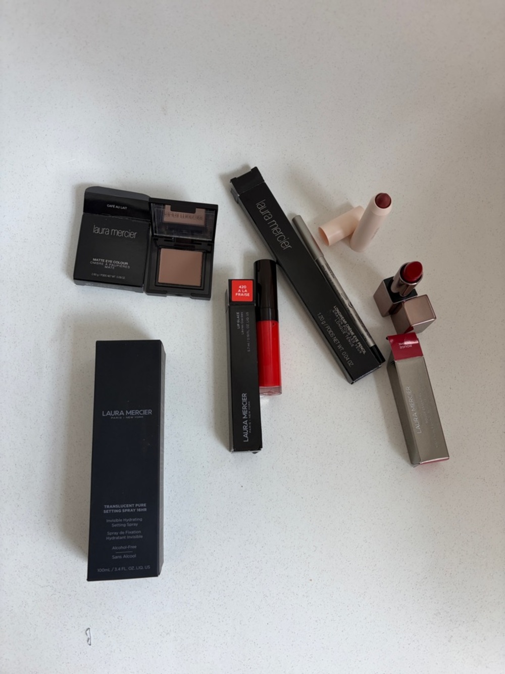 laura mercier Red & Nude Lipstick and Neutral Eyeshadow Makeup Set